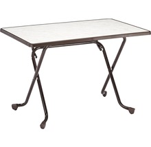 Klappbarer Tisch mit Marmoroptik auf Metallgestell