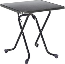 Klapptisch mit quadratischer Tischplatte und Metallgestell