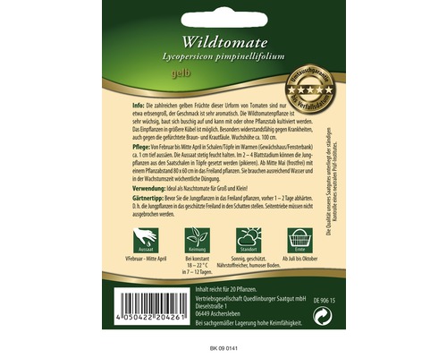 Wildtomaten-Saatgutpackung gelb