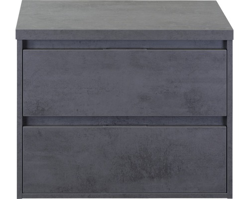 Waschtischunterschrank Porto 70 cm mit Waschtischplatte Beton anthrazit Waschtischunterschrank mit zwei Schubladen