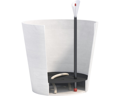 Blumentopf mit Bewässerungssystem im Querschnitt