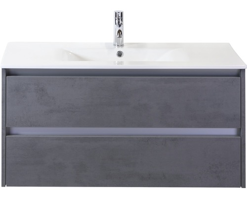 Badmöbel-Set Sanox Dante BxHxT 101 x 52 x 46 cm Frontfarbe beton anthrazit mit Waschtisch Keramik weiß Badmöbel-Set Sanox Dante BxHxT 101 x 52 x 46 cm Frontfarbe beton anthrazit mit Waschtisch Keramik weiß
