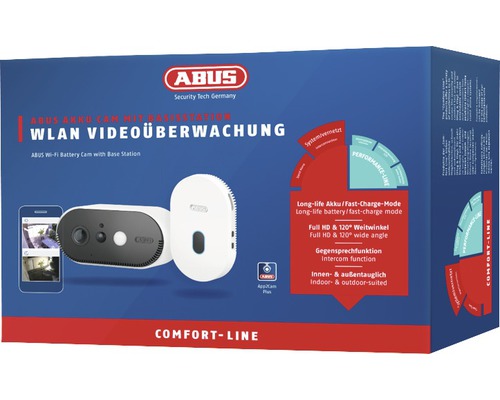 ABUS WLAN Videoüberwachung mit Akku und Basisstation in der Verpackung