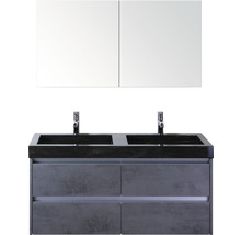 Badmöbel-Set Sanox Dante BxHxT 121 x 170 x 45,5 cm Frontfarbe beton anthrazit mit Waschtisch Naturstein schwarz