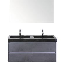 Waschtisch mit zwei Waschbecken, Unterschrank und Spiegel für das Badezimmer