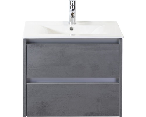 Badmöbel-Set Sanox Dante BxHxT 61 x 52 x 46 cm Frontfarbe beton anthrazit mit Waschtisch Keramik weiß Badmöbel-Set Sanox Dante BxHxT 61 x 52 x 46 cm Frontfarbe beton anthrazit mit Waschtisch Keramik weiß