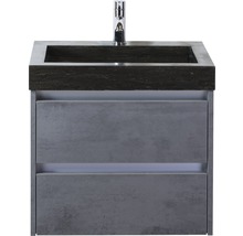 Badmöbel-Set Sanox Dante BxHxT 61 x 58 x 45,5 cm Frontfarbe beton anthrazit mit Waschtisch Naturstein schwarz-thumb-0