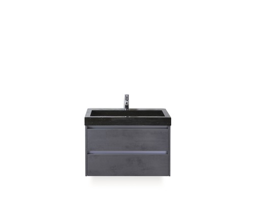 Badmöbel-Set Sanox Dante BxHxT 81 x 58 x 45,5 cm Frontfarbe beton anthrazit mit Waschtisch Naturstein schwarz Badmöbel-Set Sanox Dante BxHxT 81 x 58 x 45,5 cm Frontfarbe beton anthrazit mit Waschtisch Naturstein schwarz