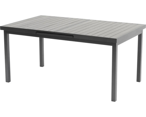 Esstisch Destiny Imola 165/215x75cm ausziehbar, Polywood-Tischplatte, anthrazit Ausziehbarer Gartentisch mit Aluminiumgestell und Lamellenoptik