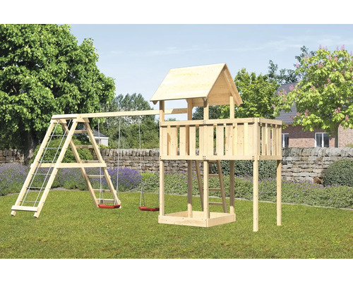 Spielturm Spielhaus Karibu Lotti 107 x 107 cm Holz bestehend aus Anbau, Grundturm, rot Spielturm Spielhaus Karibu Lotti 107 x 107 cm Holz bestehend aus Anbau, Grundturm, rot