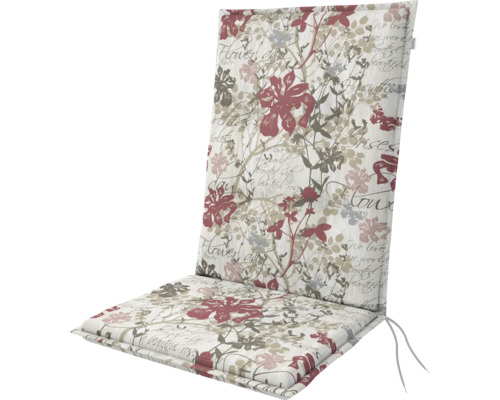 Doppler creme Gartenstuhlauflage mit Blumenmuster und Bindebändern