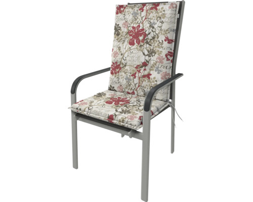 Gartenstuhl mit floral gemusterter Auflage
