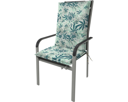 Gartenstuhl mit Armlehnen und Auflage mit Pflanzenmuster