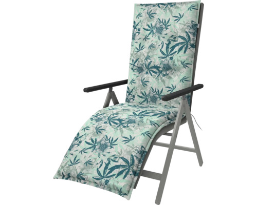 Gartenliege mit Auflage und Blattmuster