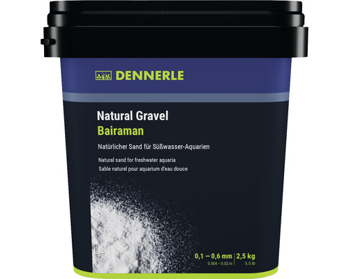 Aquariensand Natural Gravel Baira Dennerle 0,1 -0,6 mm weiß 2,5 Kilogramm Aquascaping