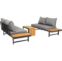 Gartenmöbelset mit Sofa, Sesseln, Kissen und Tisch