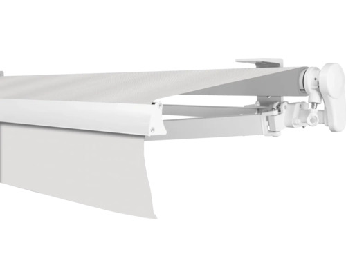 SOLUNA Gelenkarmmarkise Proof 4,5x2 Stoff Dessin 0001 Gestell RAL 9010 reinweiß Antrieb rechts inkl. Kurbel