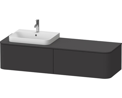 DURAVIT Waschtischunterschrank Happy D.2 Plus wandhängend mit 2 Auszügen für Becken links 160 x 55 cm graphit supermatt ohne Waschtisch und Konsole HP4944L8080 Waschtisch mit Waschbecken und Unterschrank
