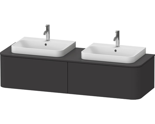 DURAVIT Waschtischunterschrank Happy D.2 Plus wandhängend mit 2 Auszügen für Becken beidseitig 160 x 55 cm graphit supermatt ohne Waschtisch und Konsole HP4946B8080