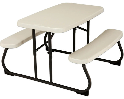 Kindergartenmöbel LIFETIME 4 -Sitzer bestehend aus: Bank,Tisch Kunststoff grau