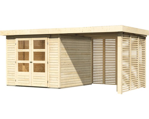 Holzgartenhaus mit Doppeltür und Lamellenwand