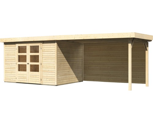 Holzgartenhaus mit Doppeltür und Überdachung