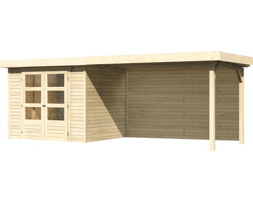 Holzgartenhaus mit Doppeltür und Überdachung