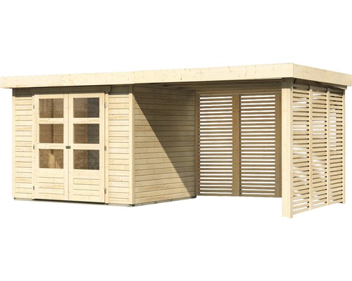 Holzgartenhaus mit Doppeltür und Lamellenwand