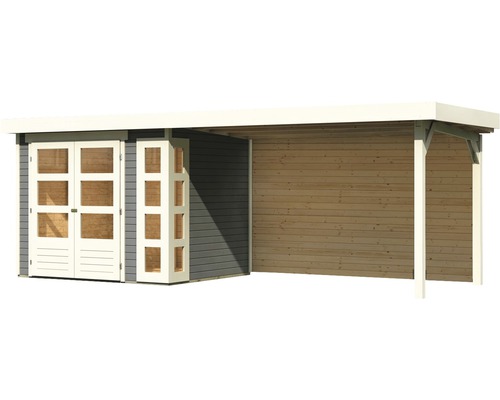 Holzgartenhaus mit Doppeltür und Überdachung