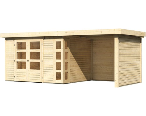 Holzgartenhaus mit Doppeltür und Seitenwand