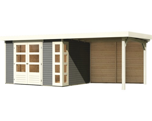 Gartenhaus mit Doppeltür und überdachtem Bereich