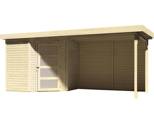 Holzgartenhaus mit Tür und Überdachung