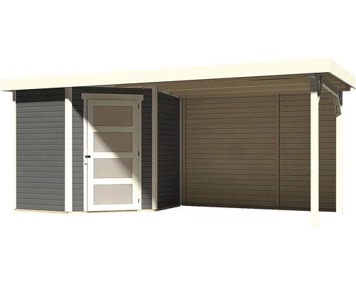 Holzgartenhaus mit Seitendach und Tür