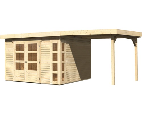 Holzgartenhaus mit Anbau