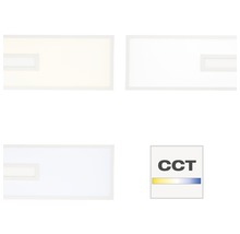 Verschiedene Lichtfarben einer LED-Deckenleuchte sowie das CCT-Symbol