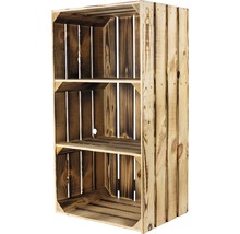 Holzkiste mit drei Fächern als Regal