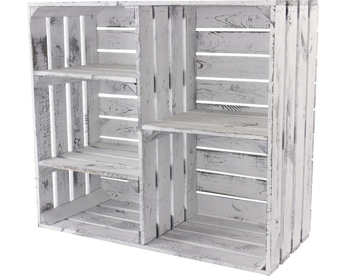 Vintage Schrank 3 Regalböden grau used look 75x35x68 cm