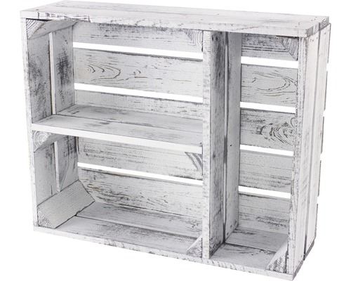 Vintage Regalkiste mit 3 Fächern weiß 50x15x40 cm