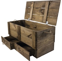 Vintage XXL Holztruhe used look mit Kordel 85x43x42 cm