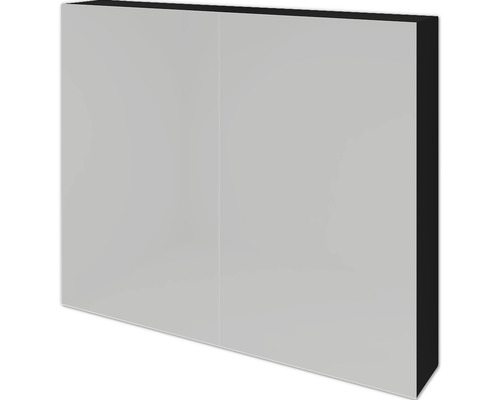 Spiegelschrank Sanox 80 x 12 x 65 cm schwarz matt 2-türig doppelt verspiegelt