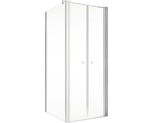 Quadratische Duschkabine mit zwei Türen