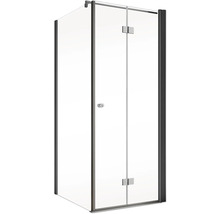 Duschtür mit Seitenwand mit SCHULTE ExpressPlus Garant 2.0 90 x 90 cm Profil schwarz Klarglas Schmutzabweisende Glasbeschichtung Türanschlag rechts Seitenwandanschlag links Puffergriff-thumb-1
