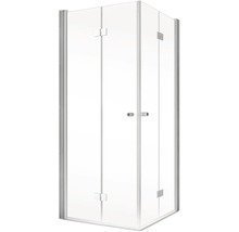 Eckeinstieg mit Drehfalttür SCHULTE ExpressPlus Garant 2.0 100 x 100 cm Profil aluminium Klarglas Schmutzabweisende Glasbeschichtung Türanschlag links Türanschlag rechts Puffergriff-thumb-1