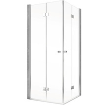 Eckeinstieg mit Drehfalttür SCHULTE ExpressPlus Garant 2.0 100 x 100 cm Profil chrom Klarglas Schmutzabweisende Glasbeschichtung Türanschlag links Türanschlag rechts Puffergriff-thumb-1