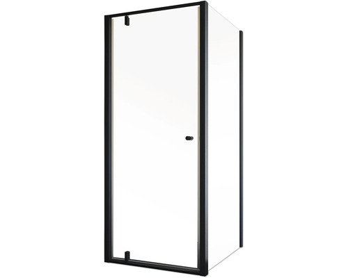 Eckdusche mit schwarzem Rahmen