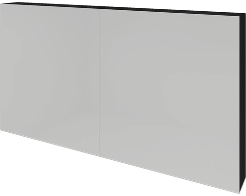Spiegelschrank Sanox 120 x 12 x 65 cm schwarz matt 2-türig doppelt verspiegelt Graue Badmöbel Front