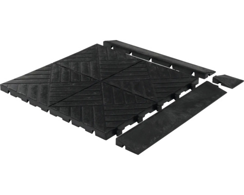 Quadratische Terrassenfliesen aus Kunststoff mit Anschlussstücken