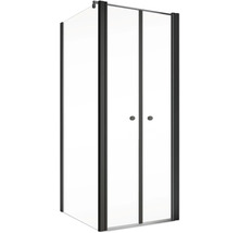 Duschtür mit Seitenwand mit SCHULTE ExpressPlus Garant 2.0 80 x 80 cm Profil schwarz Klarglas Schmutzabweisende Glasbeschichtung Türanschlag rechts Seitenwandanschlag links-thumb-1