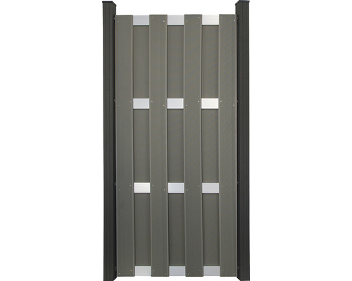 Teilelement GroJa Merano vormontiert ohne Pfosten 84,30 x 180 cm grau Gartentor aus Kunststoff mit Aluminiumverstrebungen