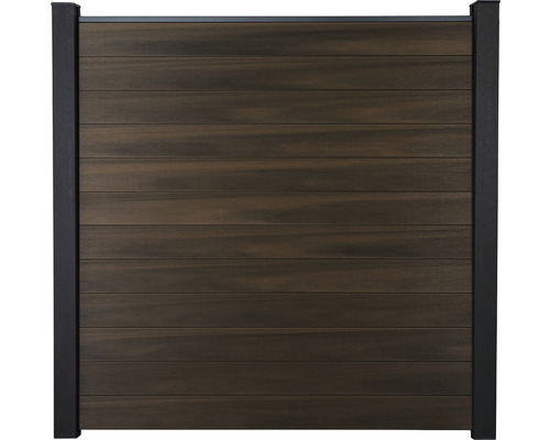 Hauptelement GroJa Flex Stecksystem ohne Pfosten 180 x 180 cm Walnuss Holzzaun mit Metallrahmen